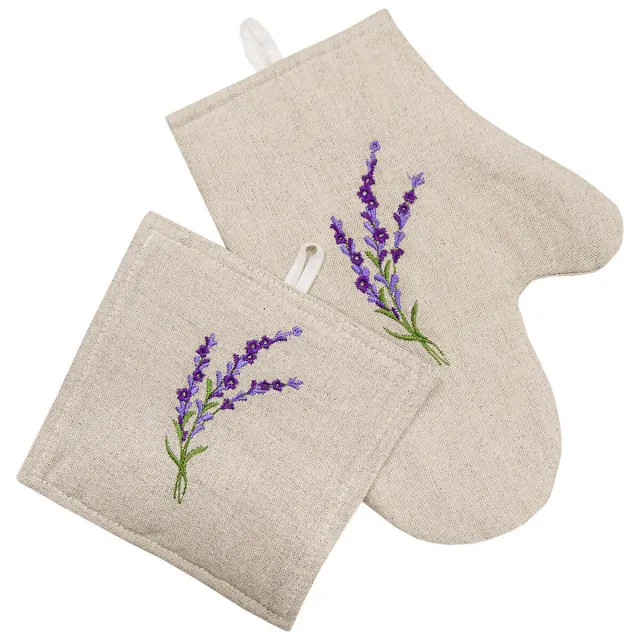 Набір Подарунковий К-428 з вишивкою лаванда прихватка та рукавичка ТМ Ярослав